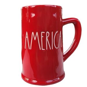 Rae Dunn Red Ceramic Beer Mug America  Independence Day Patriotic Beer‎ Mug 22oz